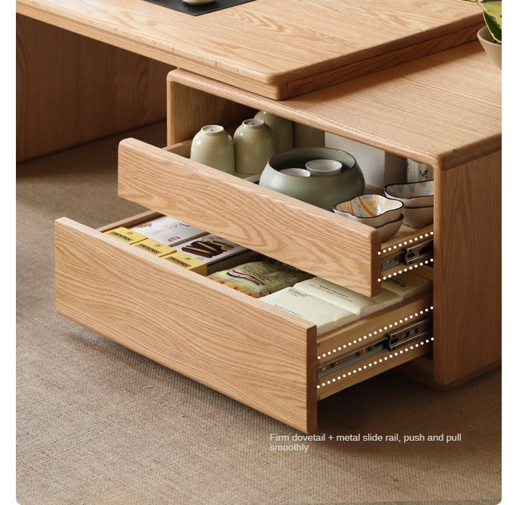 Oak Solid Wood Telescopic Modern Tea Table