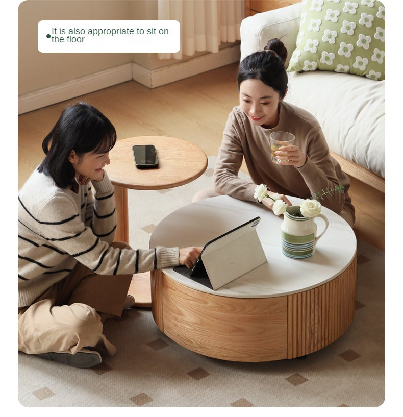 Oak Solid Wood Rock Plate Coffee Table