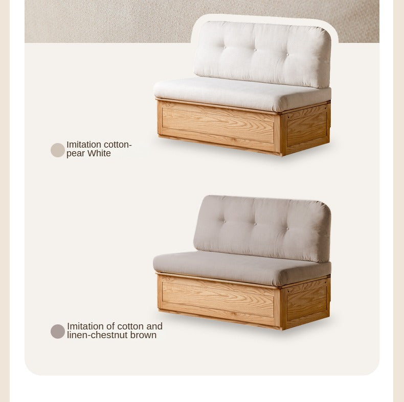 Oak Solid Wood Fabric Card Seat Floor Box Sofa.