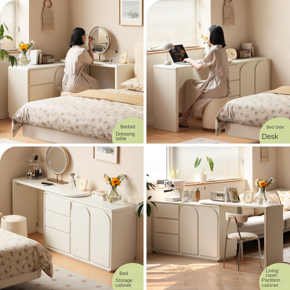 Poplar, Solid Rubberwood French Cream Style Dressing Table.