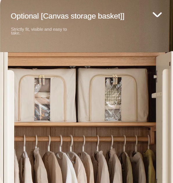Oak Solid Wood Log Cream Style Wardrobe.