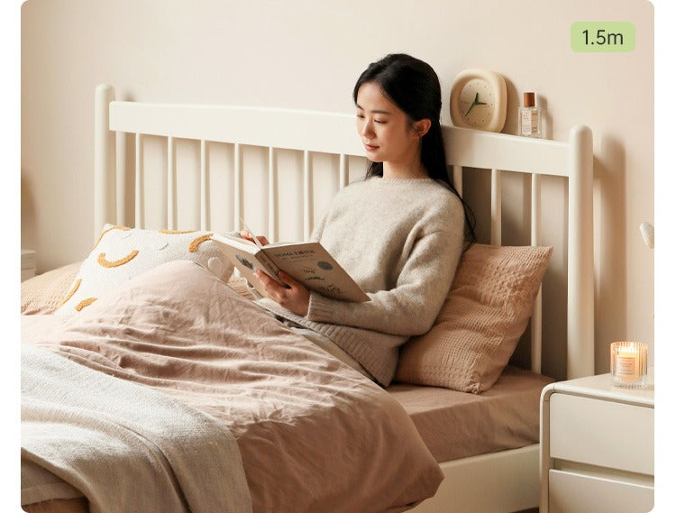 Poplar Solid Wood Cream Style Bed.