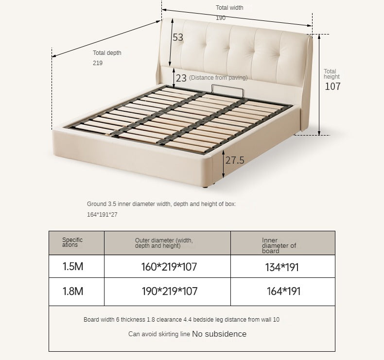 Leather Cream Soft Box Bed