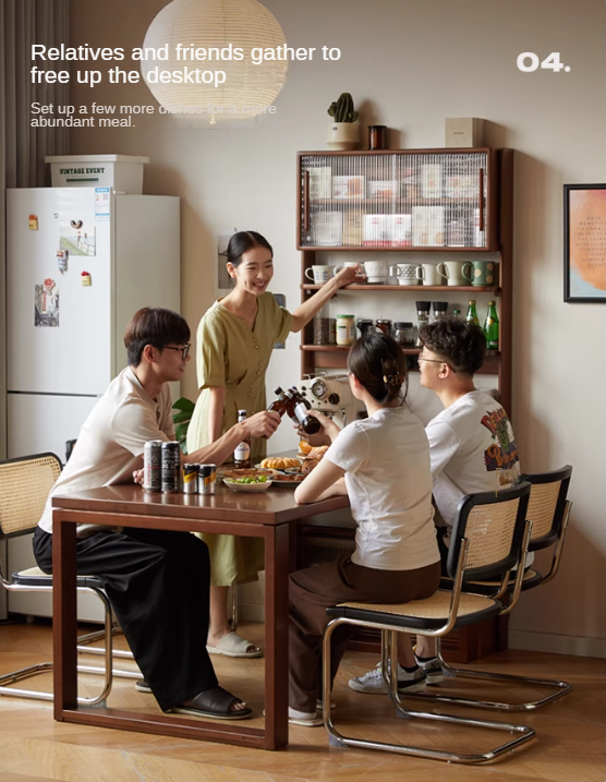 Poplar Solid Wood Rock Board American Retro Dining Sideboard.