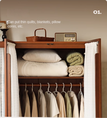 Poplar Solid Wood Modern Retro Style Double Door Wardrobet.