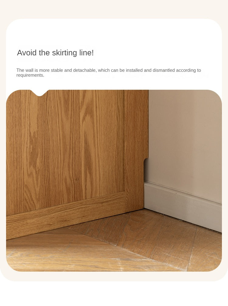 Oak Solid Wood, Solid Rubberwood Kids's Simple Wardrobe