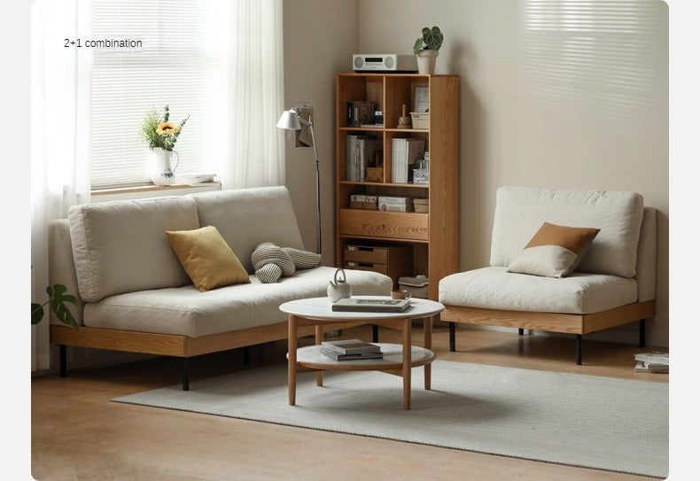 Oak Solid Wood Corner Down Sofa Japanese Style.