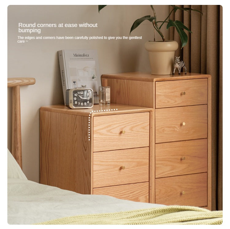Oak, Beech Solid Wood Chest of Drawers, Multi-Functional Storage Cabinet Combination