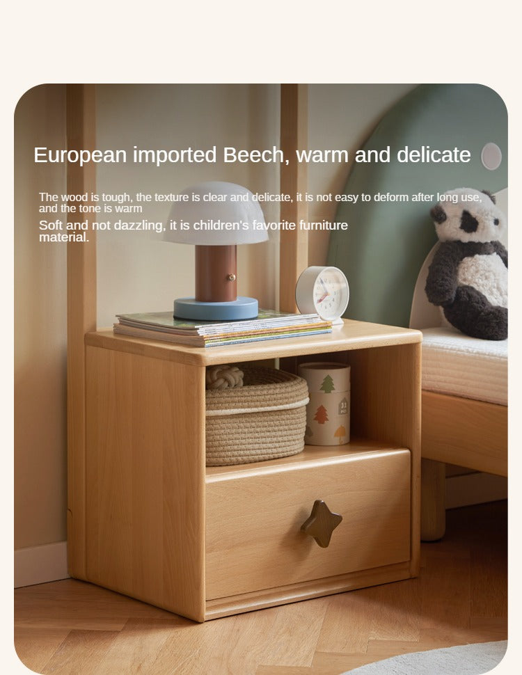 Beech Solid Wood Children's Clothes Rack, Nightstand