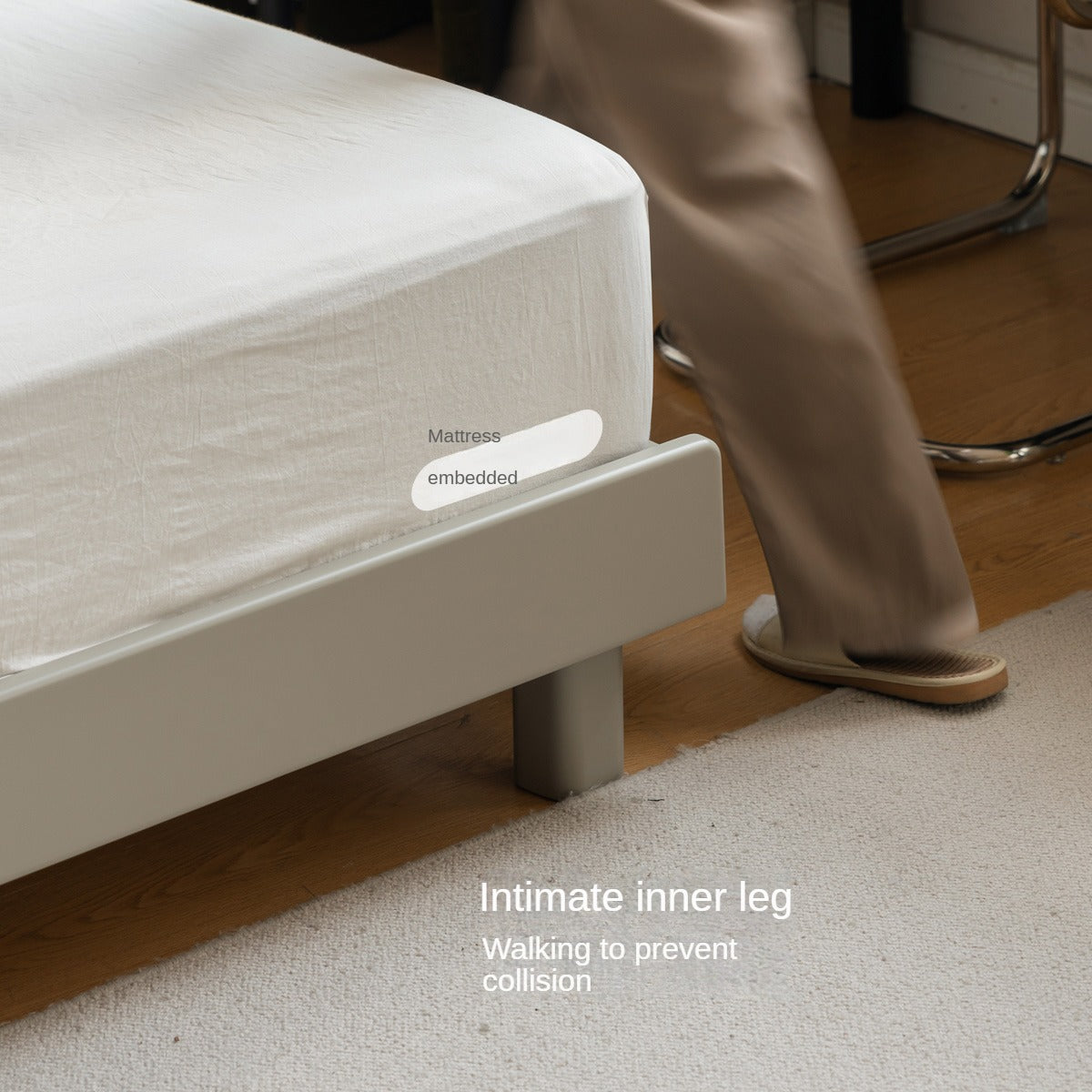 Poplar Solid Wood Platform Bed, Headboard-Free Bed