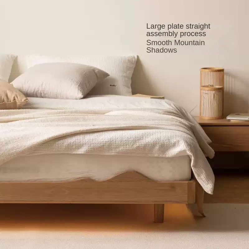Ash Solid Wood Suspended Platform Bed, Headboard-Free Bed