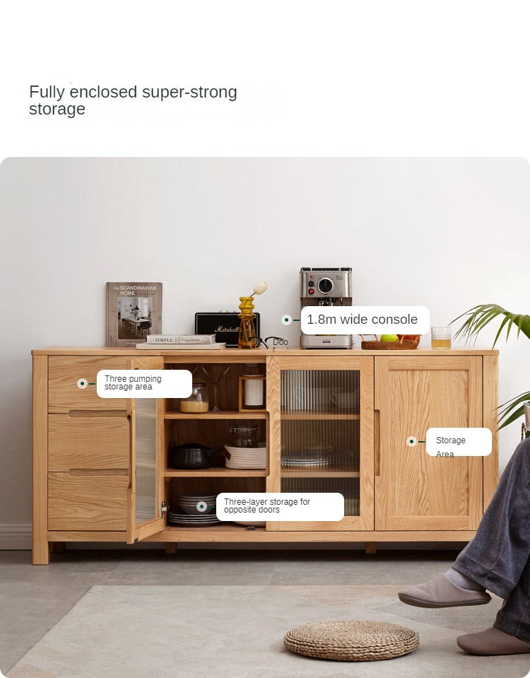 Oak Solid Wood Sideboard Storage Cabinet