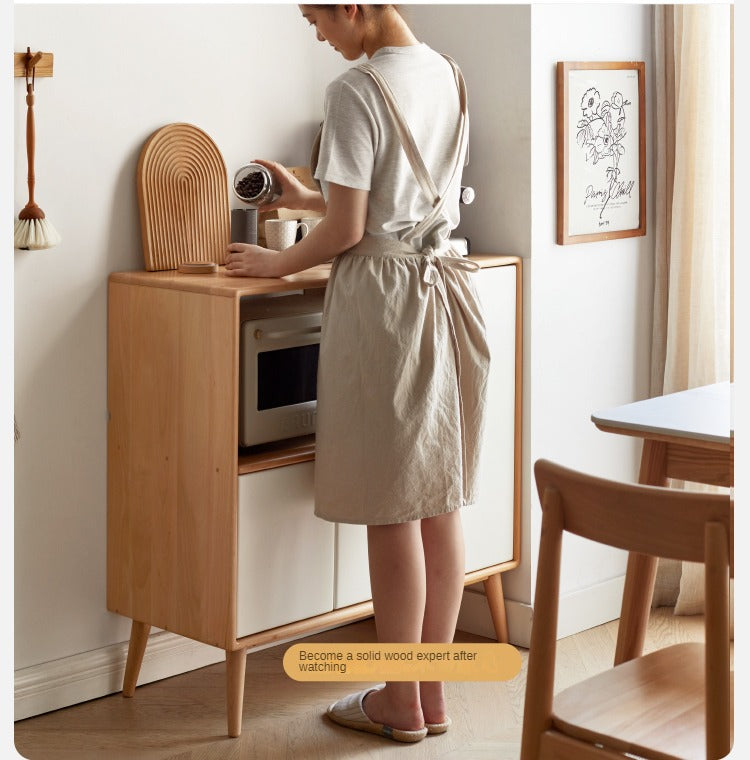 Beech Solid Wood Meal White Storage Cabinet