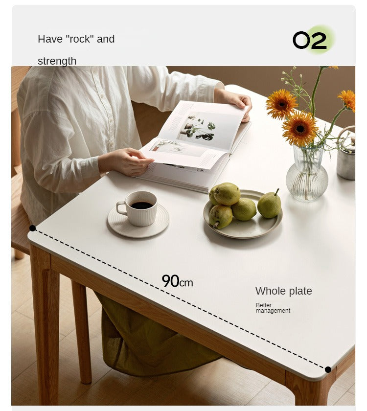 Oak Solid Wood, Solid Rubberwood Square Slate Dining Table