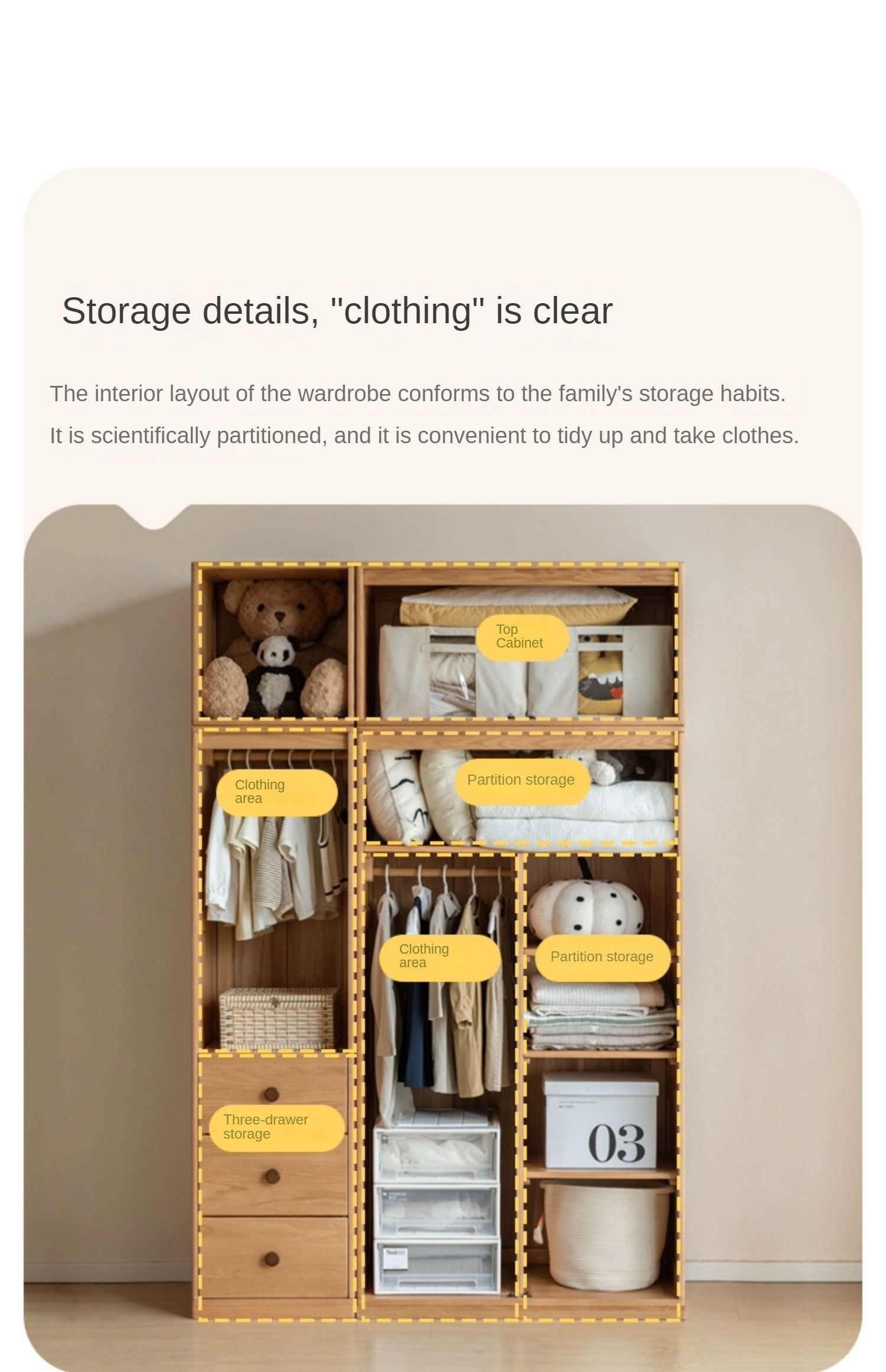 Oak Solid Wood Kids Wardrobe