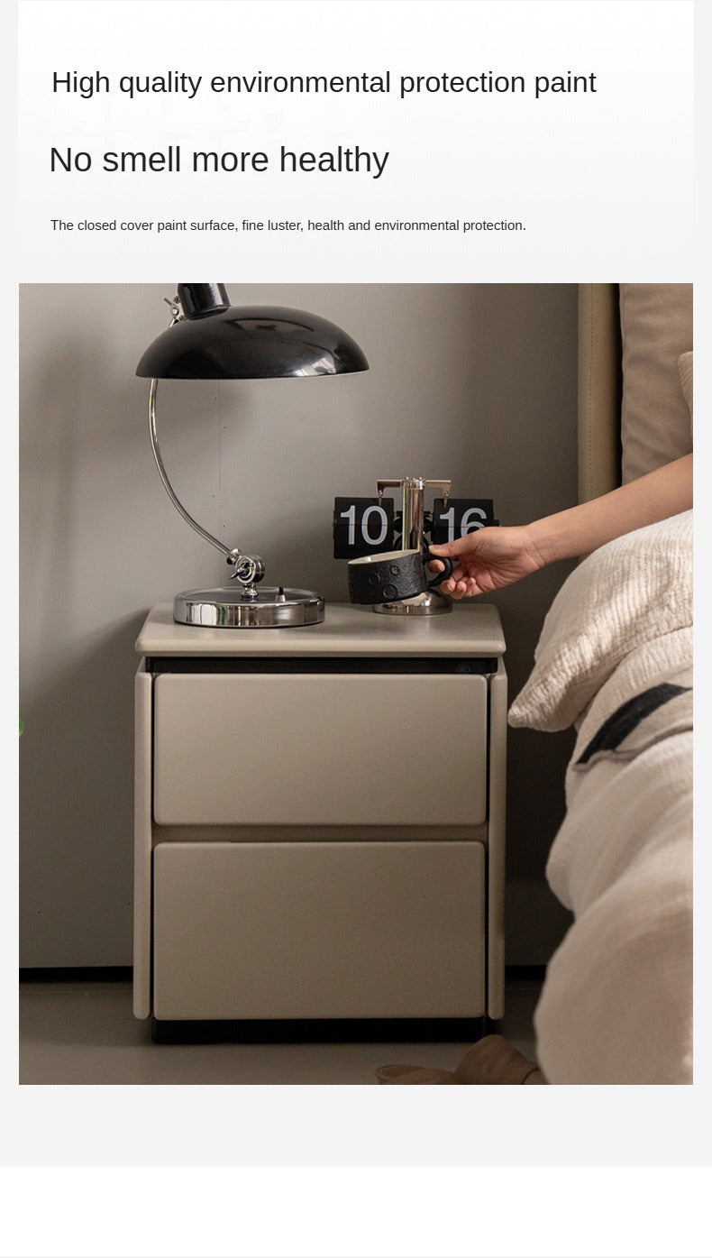 Poplar Solid Wood Gray Light Luxury Nightstand.