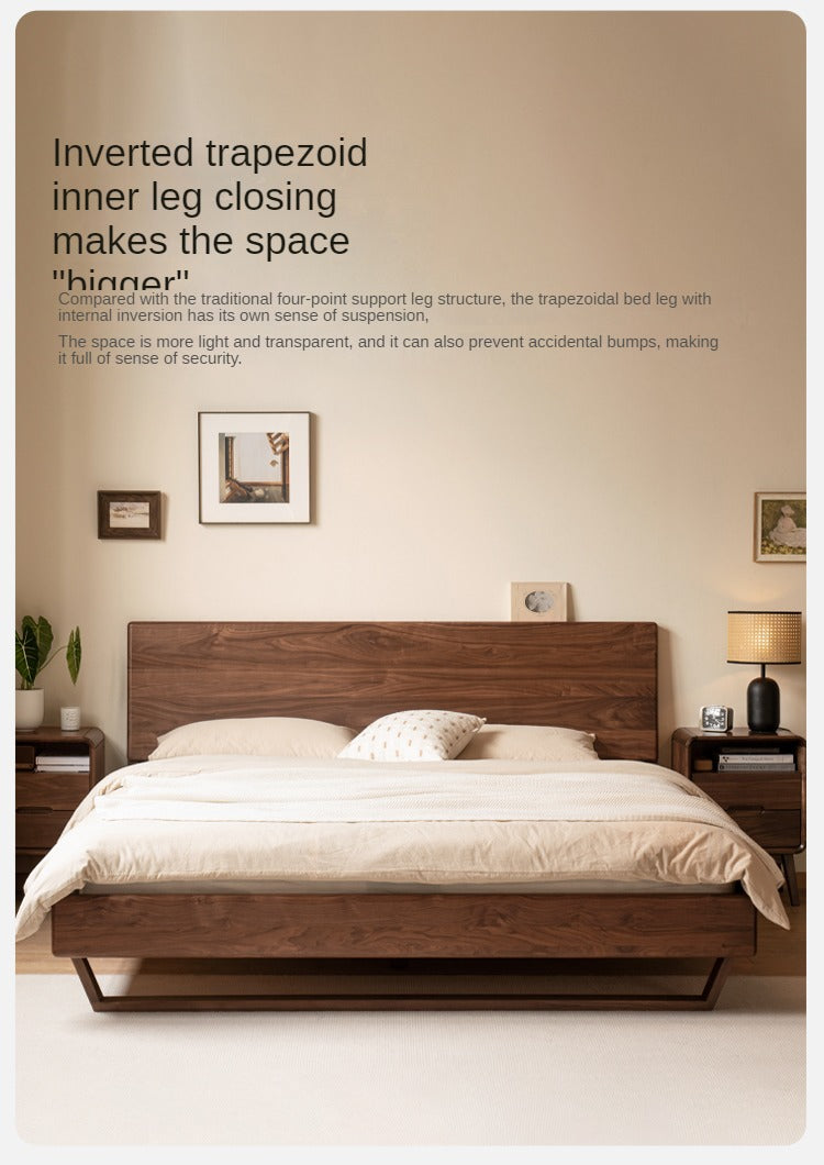 Oak, Black Walnut, Teak Solid Wood Suspended Bed