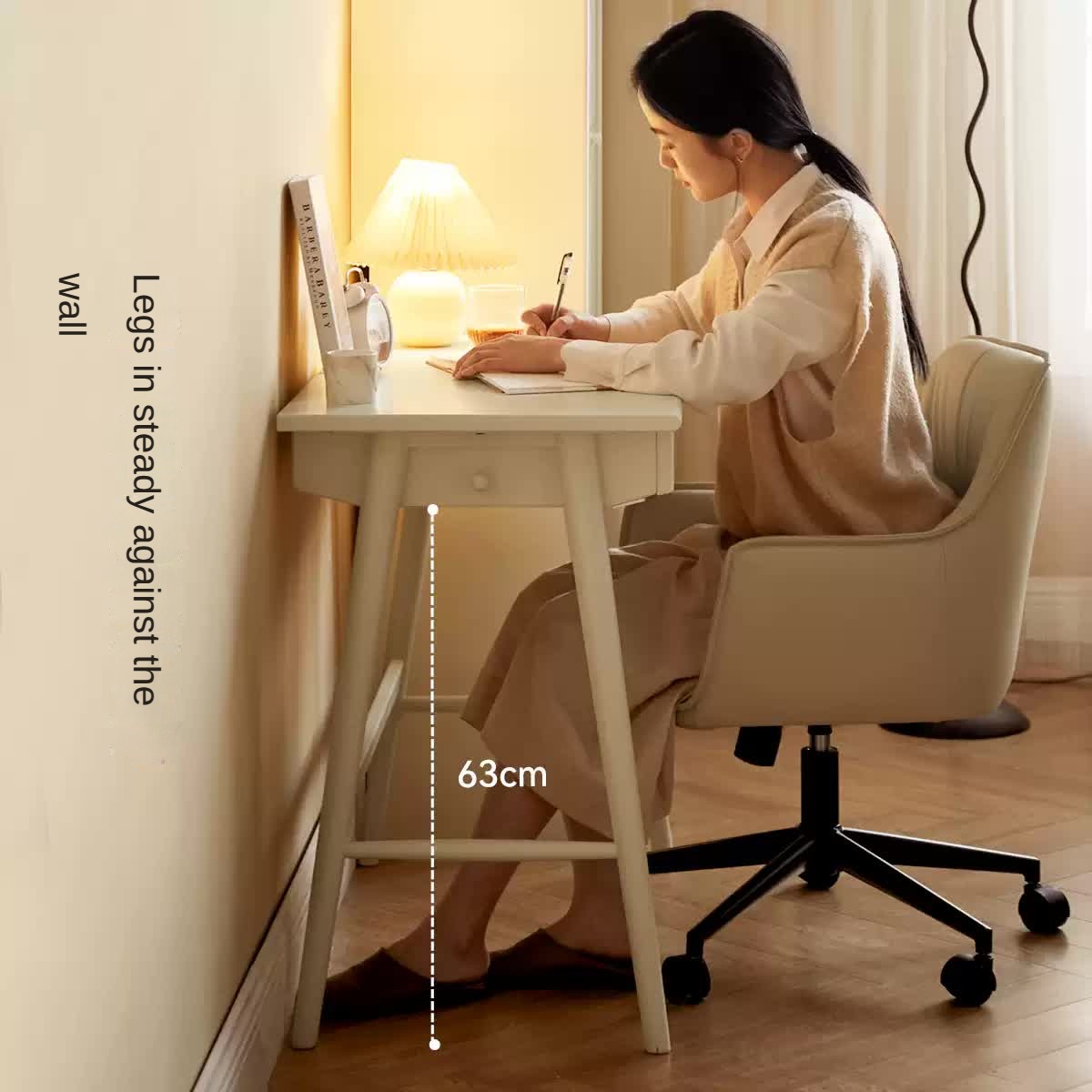 Rubberwood Solid Wood Modern Cream Style Study Desk