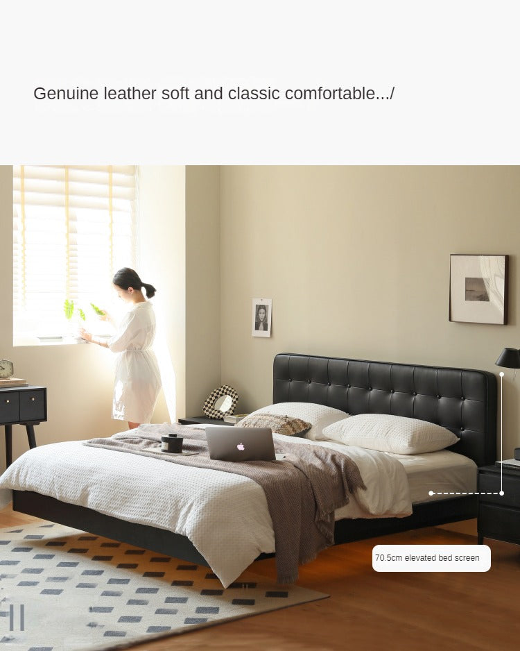 Black High-end Leather Suspension Bed