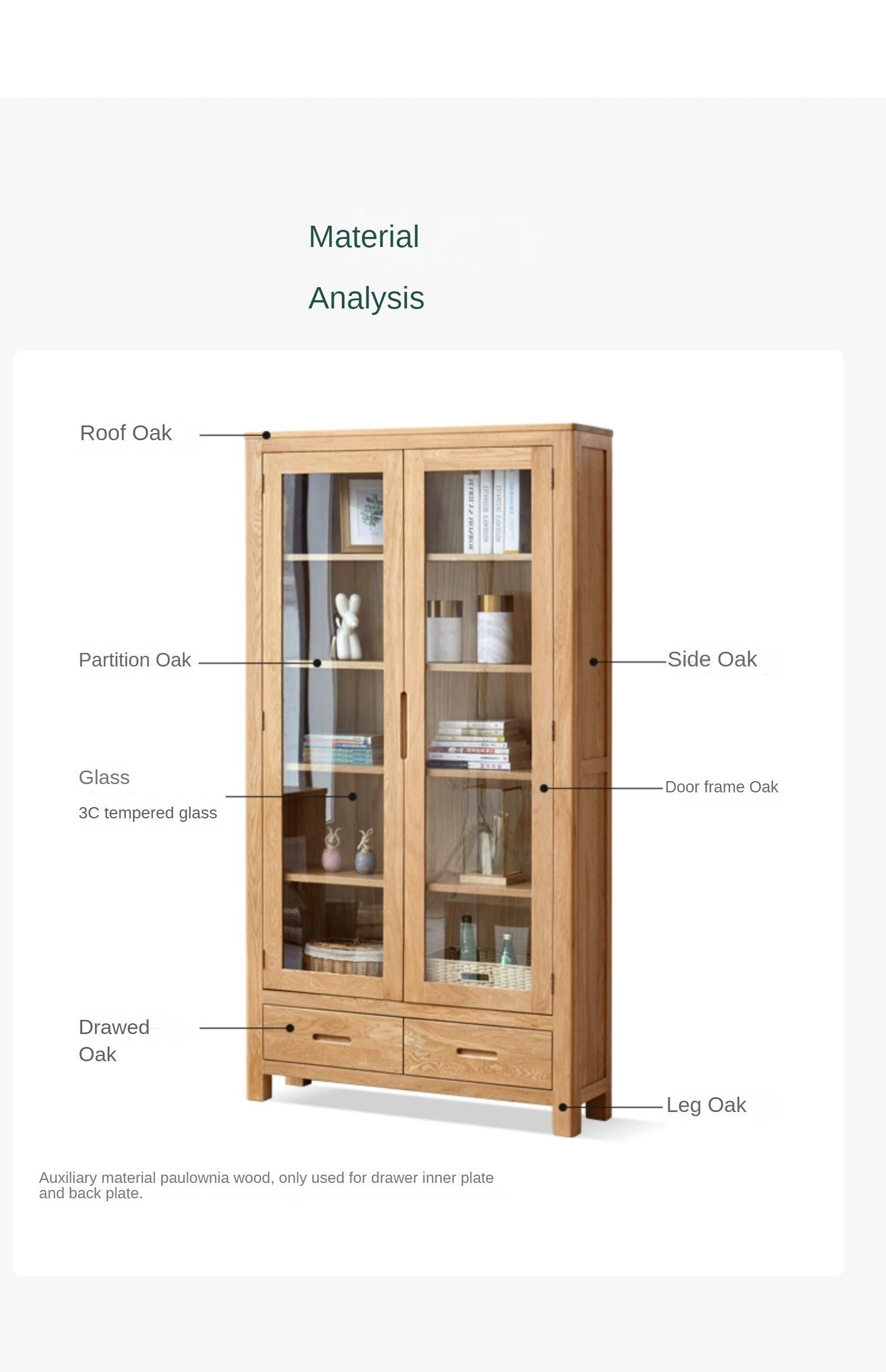 Oak, Rubber Solid Wood Bookcase Pure