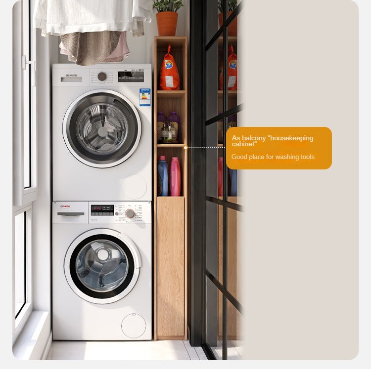 Oak, Solid Rubberwood Ultra Narrow Bookcase