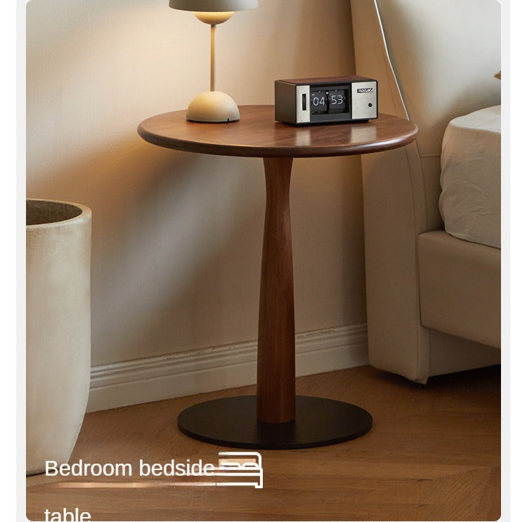 Black Walnut, Oak Solid Wood Round Side Table