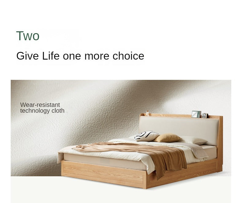 Oak Solid Wood Box Bed Storage Bed Technology Loth, Fabric