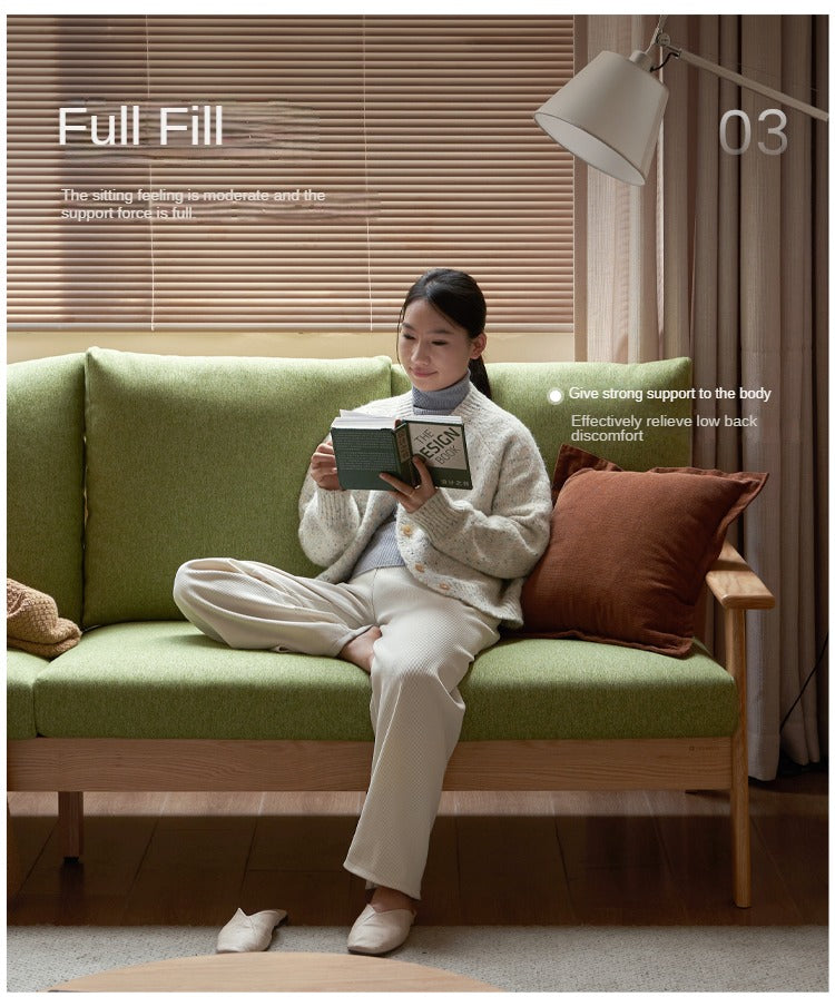 Oak Solid Wood Fabric Sofa.