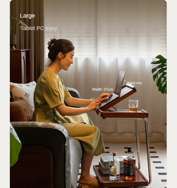 Poplar, Cherry, Black Walnut, Oak Solid Wood Mobile Side Table