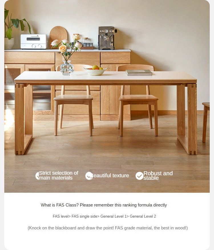 Oak Solid Wood Rectangular Rock Slab Dining Table