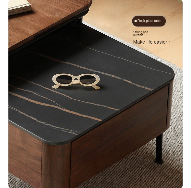 Sandalwood, Oak, Black Walnut Solid Wood Slate Top Coffee Table