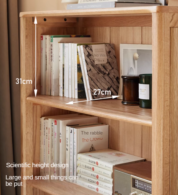 Oak Solid Wood Modern Open Grid Bookcase