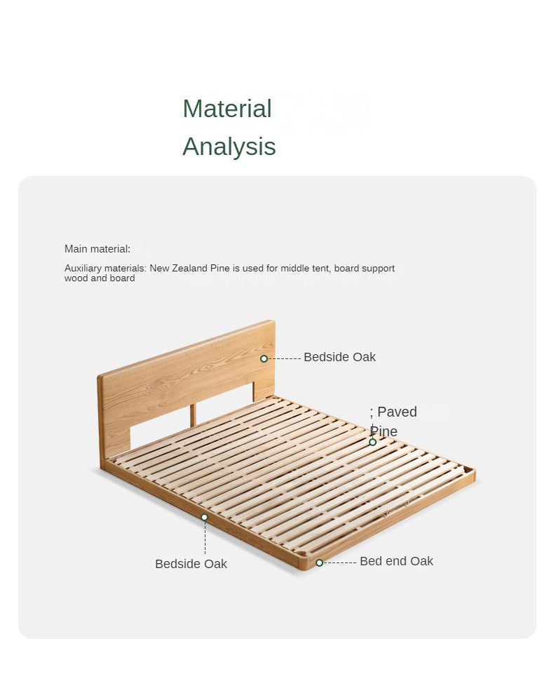 Beech, Oak Solid Wood Floor Bed Modern and Simple