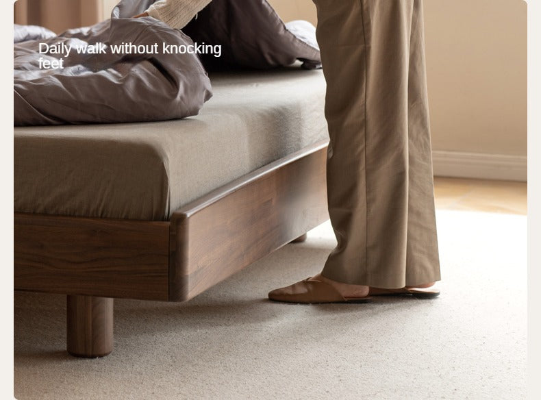 Black Walnut, Ash Solid Wood Leather Simple High Soft Back Bed