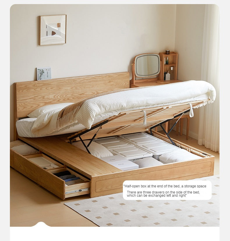 Ash, Oak, Black Walnut Solid Wood Box Bed Modern