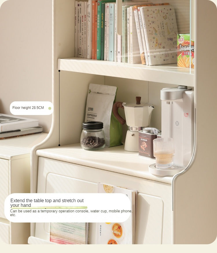 Rubber Solid Wood Bookcase Cream Storage Cabinet Display