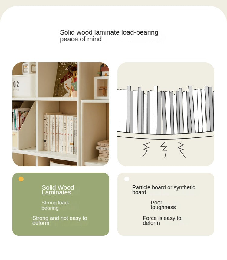 Rubber Solid Wood Modern Cream Style Floor Children's Bookcase