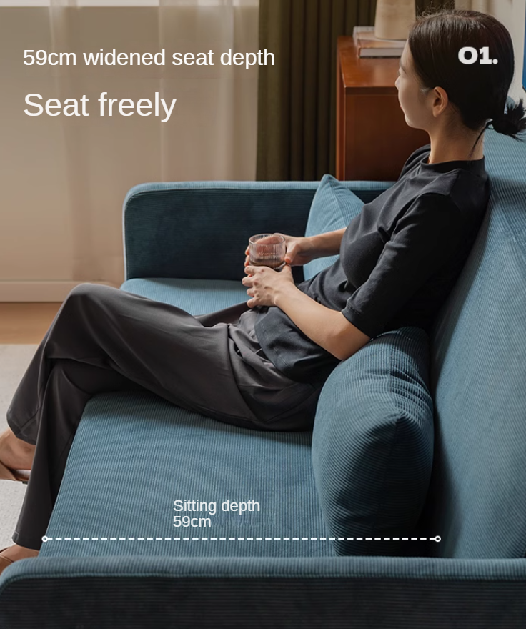 Fabric Modern Straight Retro Three Seater Sofa.