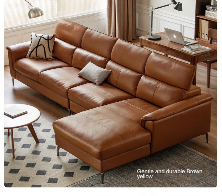 Genuine LeatherSofa, Light Luxury Top Layer Cowhide Italian Sofa.