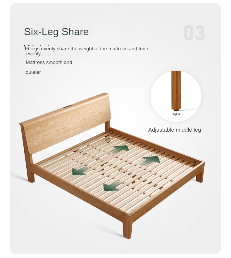 Oak Solid Wood Bed Nordic Modern