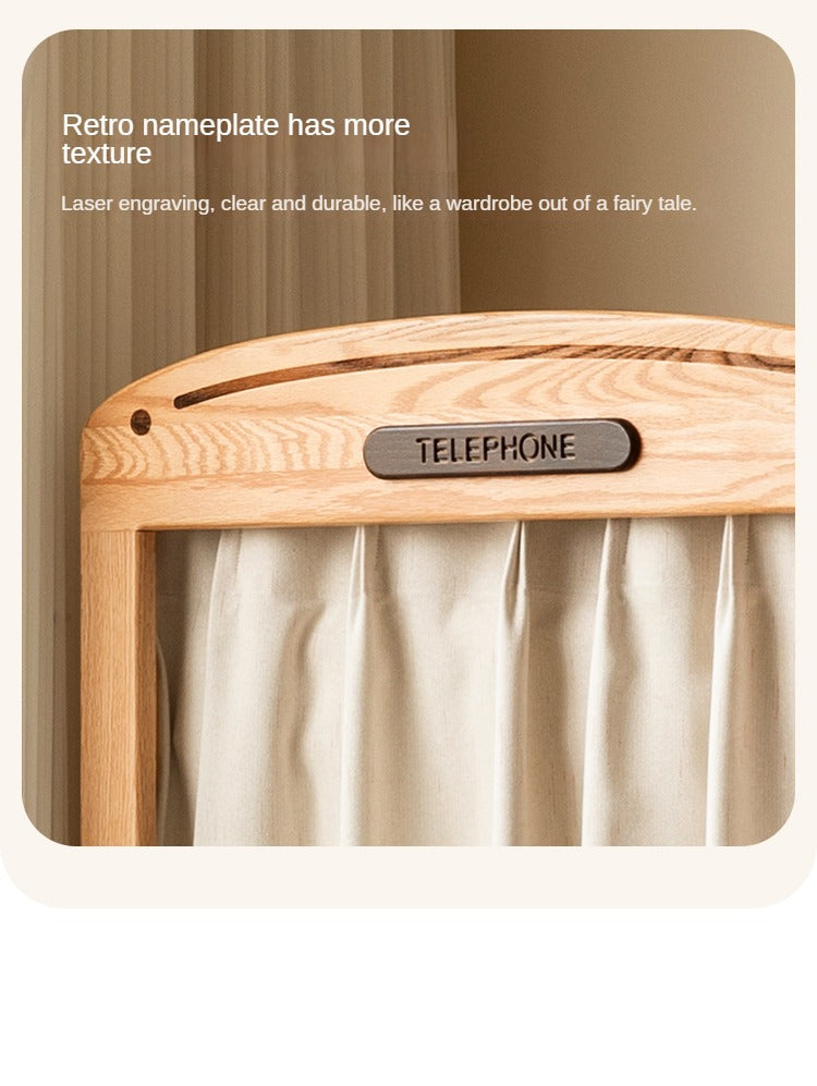 Oak Solid Wood, Solid Rubberwood Kids's Simple Wardrobe
