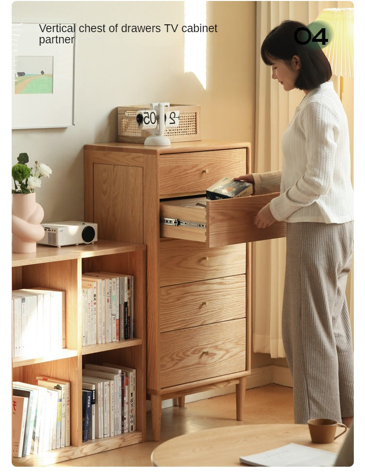 Oak Solid Wood, Solid RubberWood Nordic Chest of Drawers