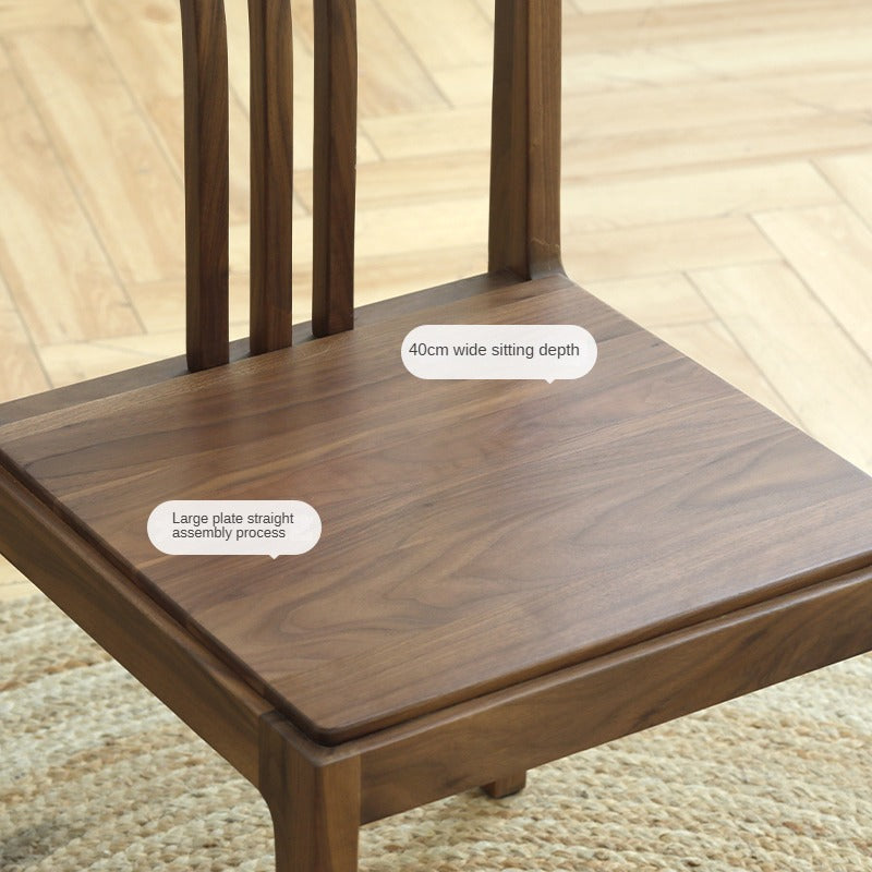 Black Walnut Solid Wood Dining Chair with Backrest 4pcs