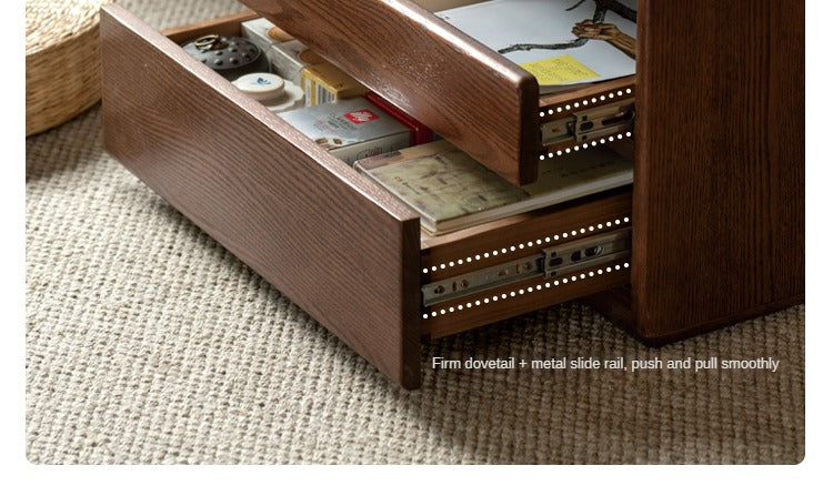 Oak, Black Walnut Solid Wood Retractable Modern Tea Table