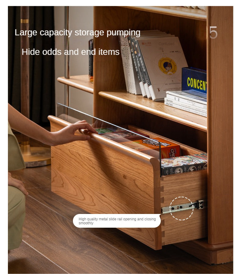 Cherry Solid Wood Retro Partition Bookcase.
