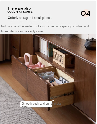 Oak Solid Wood Storage Floor TV Cabinet.