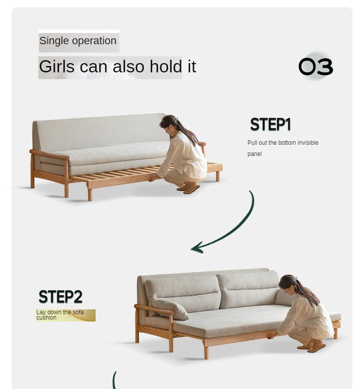 Oak Solid Wood Bed Sleepers Sofa