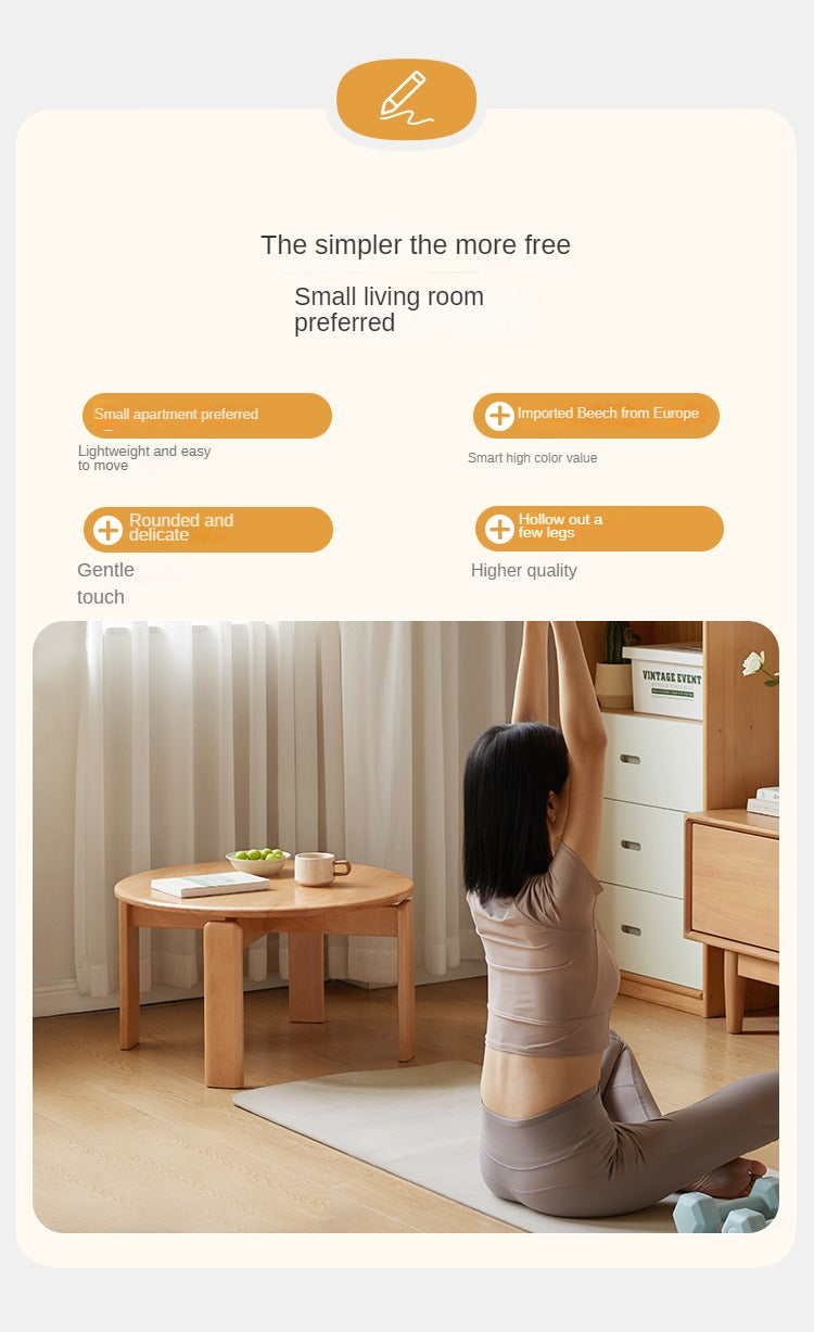 Beech Solid Wood Modern European Round Coffee Table