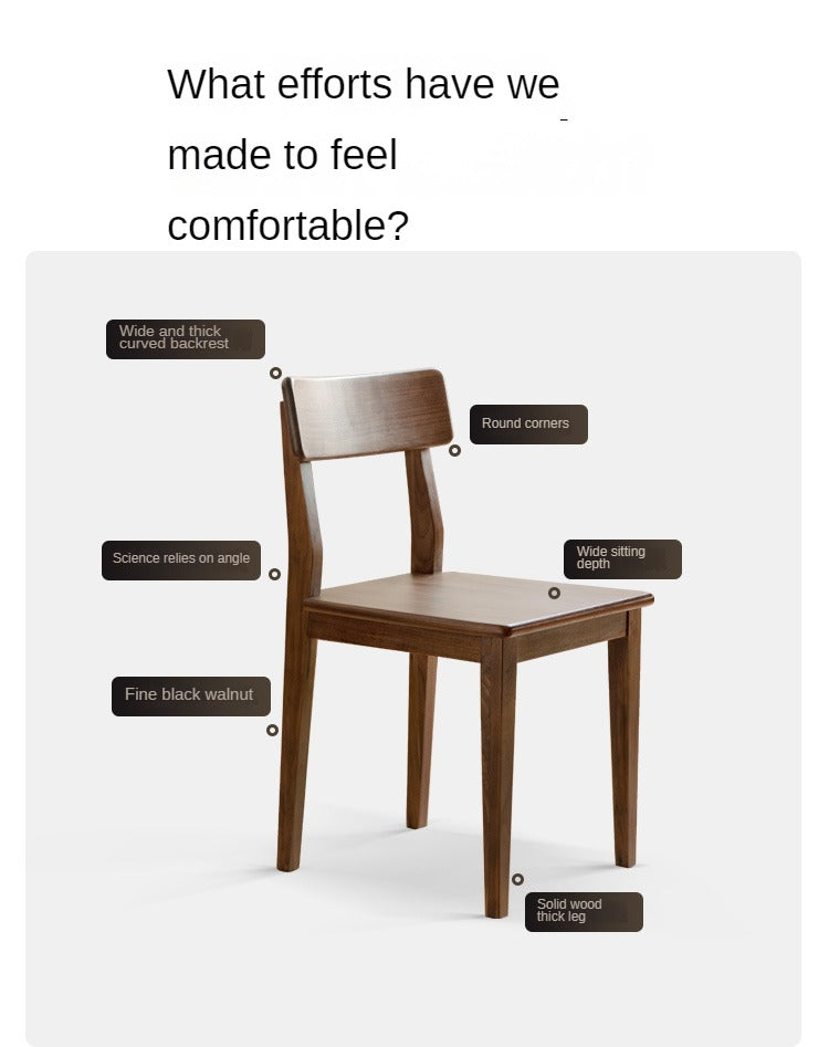 Black Walnut, Ash, Oak Solid Wood Dining Chair Set of 4