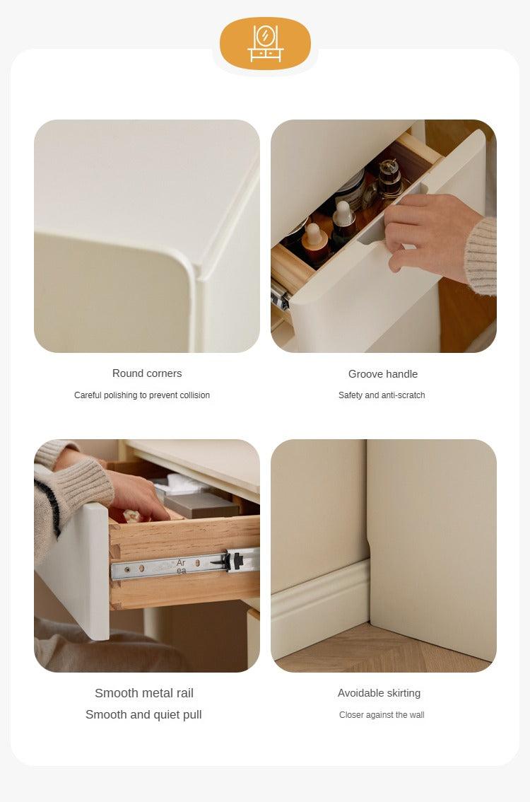 Pine Solid Wood Makeup Table Cream Style.